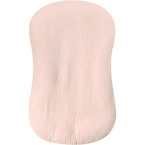 Hooyax Muslin Baby Lounger Cover 1 Pack, 100% Cotton Soft & Breathable Infant Lounger Covers Only for Newborn (Light Pink)