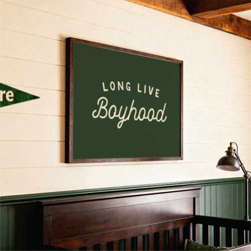 Long Live Boyhood Wall Art Print, Nursery or Boys Room Poster, New Baby Gift, Personalizable Colors