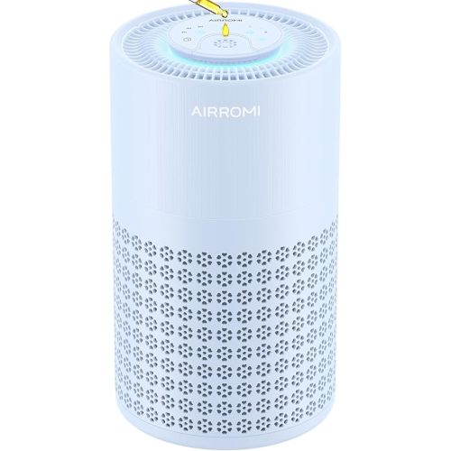 AIRROMI Air Purifier for Bedroom with HEPA 3-in-1 Filter, Pet Air Purifier for Home Cat Pee Smell, Covers Upto 990 Ft², Quiet 360° intake Air Cleaner for pet hair,allergies,Dust,Smoke A2001 Blue