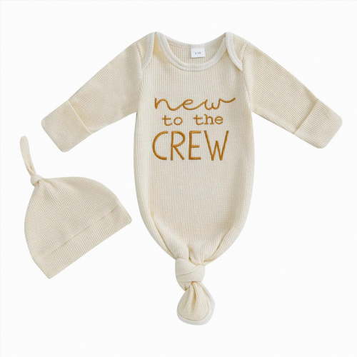 Hessimy Unisex Baby Clothes for Boys Girls Cotton Newborn Girl Boy Infant Long Sleeve Romper Cute Newborn Outfit(Beige