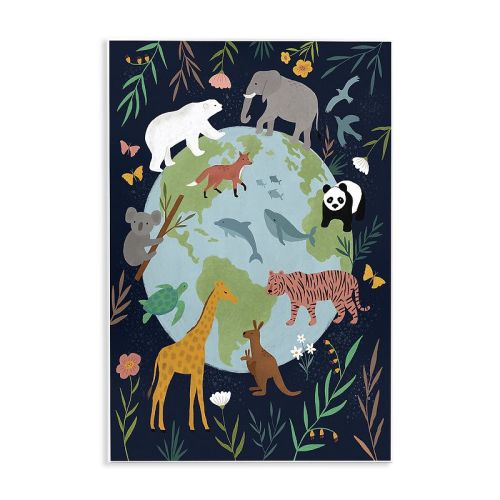 Stupell Home Decor Jungle Animals and Floral Border Plaque Wall Art