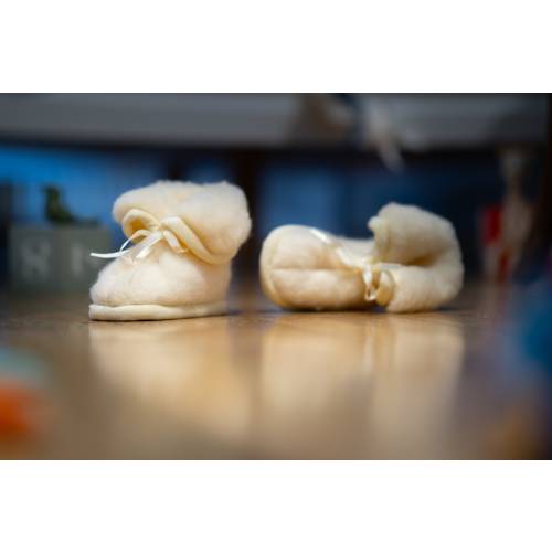 Merino Wool Baby Booties: Natural Soft Slippers, Handmade in Latvia