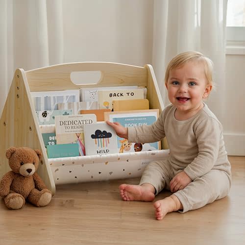 Decorative Bookshelf for Toddlers and Kids - Beautiful Montessori Shelf to Display All Books for Your Little One - The Perfect Nursery Organizer for Your Baby Girl/Boy´s Bedroom & as Play Room Decor