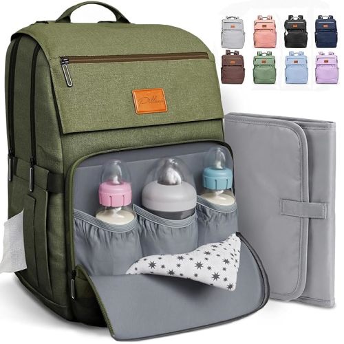 PILLANI Baby Diaper Bag Backpack - Large Bag for Boys & Girls, Waterproof Diaper Backpack - Travel Diaper Bags w/Changing Pad, Baby Registry Search & Shower Gifts - Essentials Must Haves Newborn Stuff