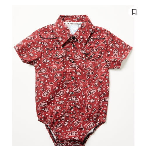 Cowboy Hardware Infant Boys' Bandana Paisley Print Short Sleeve Snap Onesie