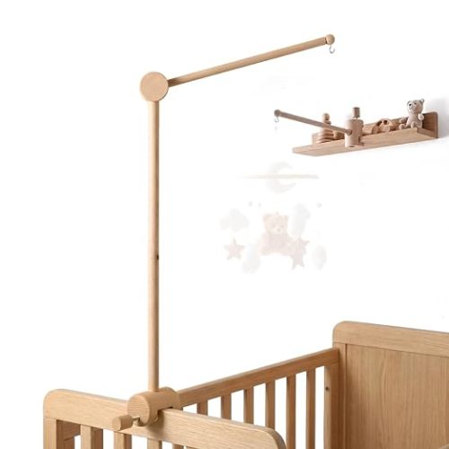 Crib Mobile Arm, 360° Rotating Baby Mobile Hanger, Wooden | Stabilizing Attachment