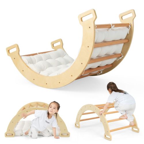Costway 2-in-1 Arch Rocker with Soft Cushion Double-Sided Climbing Arch for Toddlers