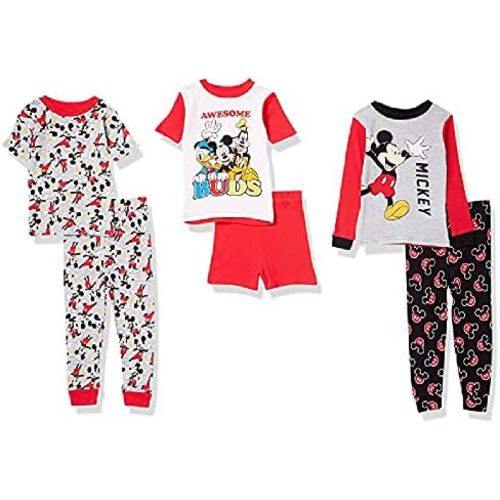 Disney unisex-child 6-piece Snug-fit Cotton Pajama Set, Soft & Cute for Kids