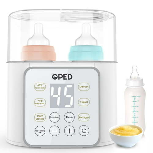 Baby Bottle Warmer, 9-in-1 Fast Food Heater & Defrost, Double Bottle Warmer with Appointment &Timer, 24H Accurate Temperature Control for Breastmilk & Formula BPA-Free/LCD Display