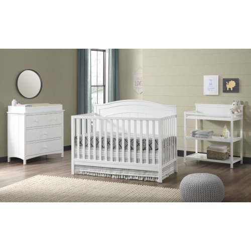 Oxford Baby North Bay 4-in-1 Convertible Crib, Snow White, GREENGUARD Gold Certified, Wooden Crib