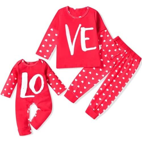 Aalizzwell Valentines Matching Outfits for Baby Toddler Brothers Sisters Sibling Clothes