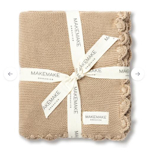 Organic Cotton Scalloped Baby Knit Blanket - Sand