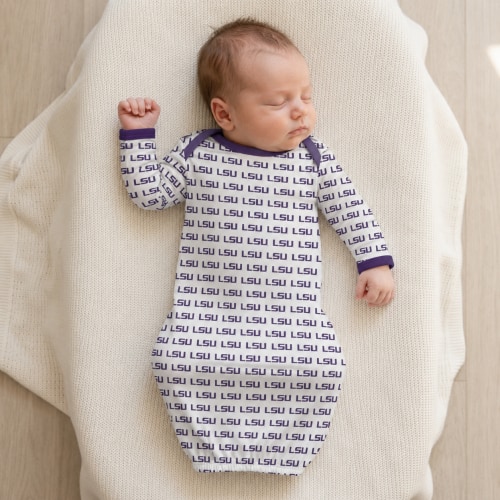 LSU Logo Bamboo Baby Gown (officially licensed)