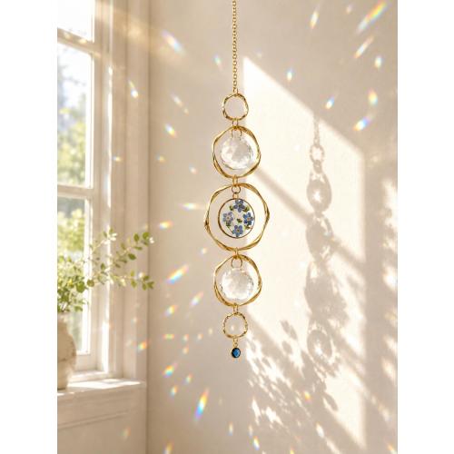 Personalized Birthstone Suncatcher, Forget Me Not Flower Suncatcher, Crystal Rainbow Maker, Memorial Window Hanging, Custom Gift for Mom