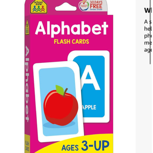 School Zone Alphabet Flash Cards: 56 Cards, Toddler, Preschool, Learn the ABC's, Letters, Phonics, Colorful & Fun Learning, Ages 3+