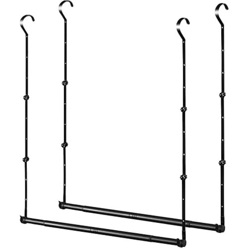 Adjustable Closet Rods for Hanging Clothes 2 Pack Heavy Duty Closet Extender Hanging Rod Double Hanging Closet Bar Space-Saving Closet Lower Extender for Clothing Organizer