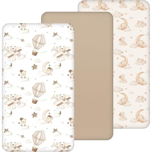 Pack and Play Sheets 3 Pack Mini Crib Sheets for Playard Mattress