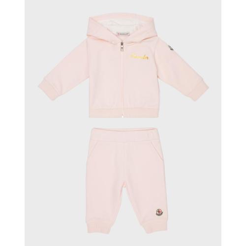 Girl's Gold Logo-Print Two-Piece Set, Size 6M-3