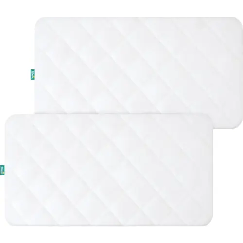 Waterproof Crib Mattress Protector 2 Pack Fitted Crib Sheets Cover Toddler Bed Mattress Pad Protector for Boys Girls, Skin-Friendly & 100% Absorbent Machine Wash