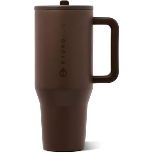 HydroJug Traveler 32oz, Insulated Tumbler with Handle & Straw, Chestnut
