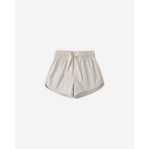 Boys Swim Short Blue + Butterscotch Stripe