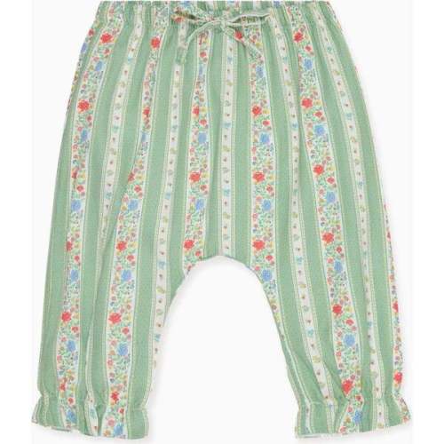 Sage Floral Stripe Forna Baby Girl Trousers - La Coqueta | Maisonette