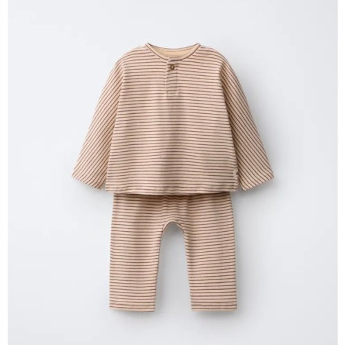 STRIPED T-SHIRT AND JOGGER PANTS SET - taupe brown | ZARA United States