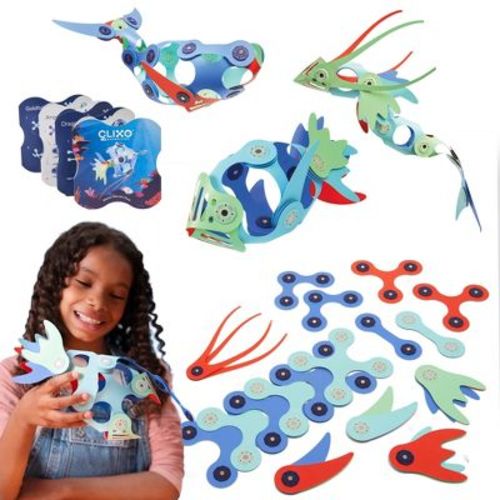 Clixo Marine Marvels Pack: Creative & Problem-Solving Magnetic Building Set with 24 Pieces
