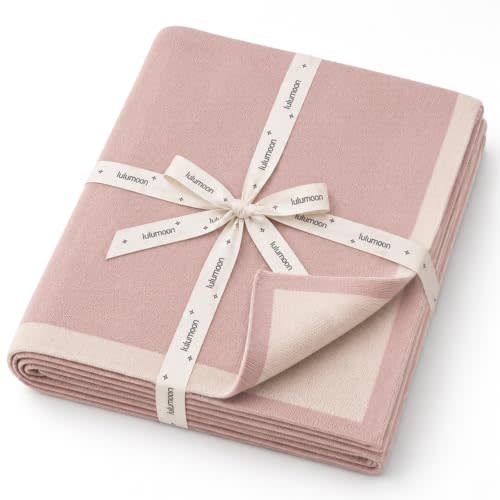 lulumoon Baby Blanket Cotton Knit: Stretchy for Newborn Receiving Swaddle | Soft & Breathable for Infant Nursery Crib or Stroller, Medium-Weight for AC Room, Neutral for Registry Gift 30"x40"(Sand)
