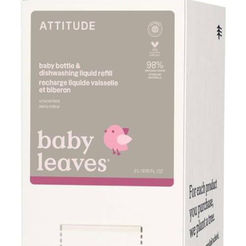 ATTITUDE Baby Dish Soap and Bottle Cleaner, EWG Verified Dishwashing Liquid, No Added Dyes or Fragrances, Tough on Milk Residue and Grease, Vegan, Bulk Refill Unscented, 67.6 Fl Oz