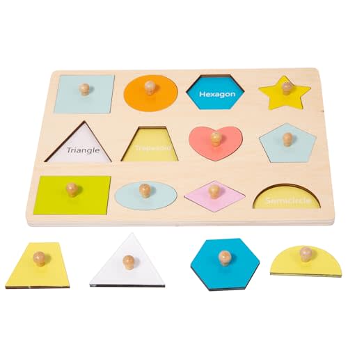 Adena Montessori Wooden Cognition Knob Puzzles Baby & Toddler Development Toy