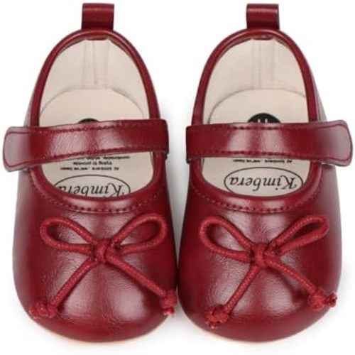 Infant Baby Girls Dress Shoes Bowknot Soft Sole Non-Slip Elastic Band Princess Shoes Newborn Mary Jane Flats