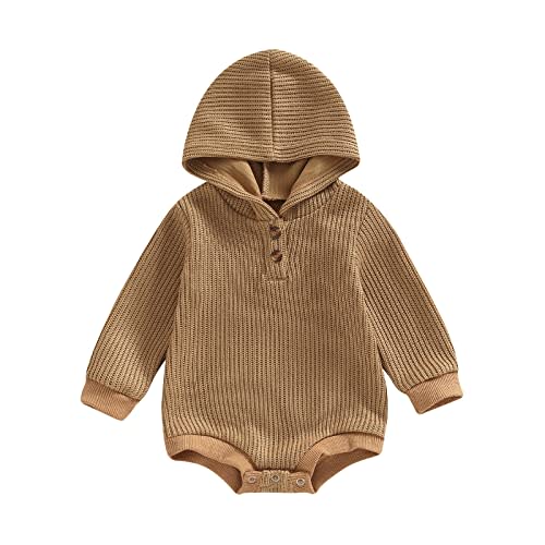 Thorn Tree Newborn Baby Boys Hooded Sweatshirt Long Sleeve Solid Romper Infant Baby Fall Winter Spring Outfits