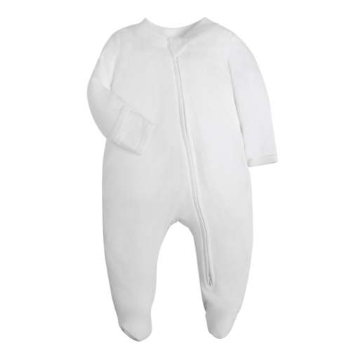 Baby Footed Pajamas with Mitten Cuffs - Unisex Newborn Infant 2 Ways Zipper Cotton Footie Pjs