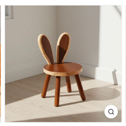 Contemporary Creative Kids Rabbit Shape Solid Wood Multi-layer Board Low Stool Backrest Armless For Living Room