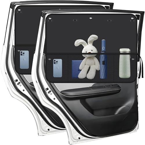 2PCS 27.24x19.69 Rear Car Window Shades for Baby,7PCS Suction Cups Car Sun Shade Side Window with Storage Bag Design for Blocking Sunlight & Organizing Items,Foldable Blackout Shades