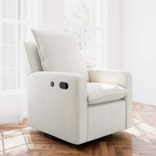 Storkcraft Timeless Upholstered Recline Glider with USB, Ivory