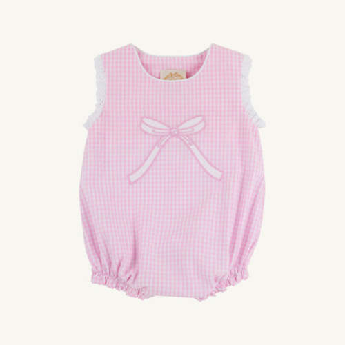 Brooksy Bubble - Pink Greenbrier Gingham & Worth Avenue White with Bow