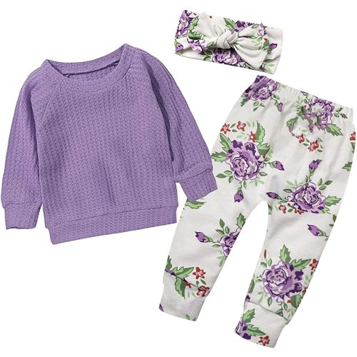 KANGKANG Toddler Baby Girl Clothes Long Sleeve Pullover Sweatshirt Tops Floral Pants Fall Winter Outfits