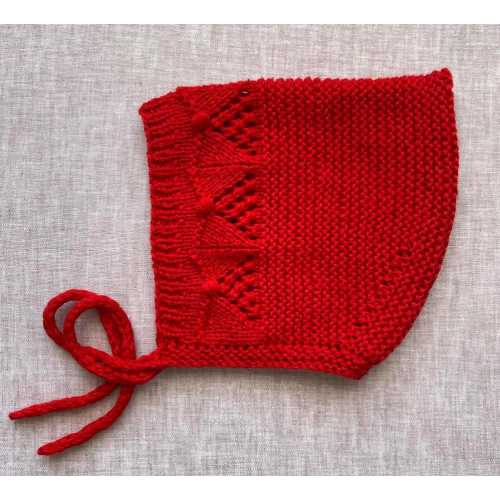 Red Cashmere Baby Bonnet: Vintage-Inspired Knit Newborn Hat