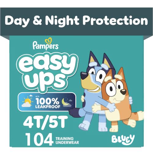 Pampers Training Pants - Easy Ups Boys & Girls Bluey - Size 4T-5T, 104 Count, Children's Potty Underwear (Packaging May Vary)
