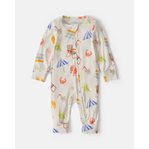 Baby Beach PurelySoft™ 2-Way Zip Sleep & Play Pajamas - Cream | Carter's