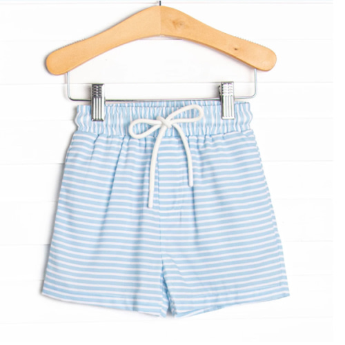 Pinstripe Promises Swim Trunks, Blue – Stitchy Fish