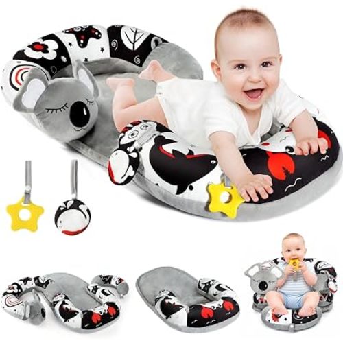 URMYWO Tummy Time Activity Mat - Cozy Tummy Time Mat for Newborn 0-12 Months, Breathable Soft Infant Baby Sit Me Up Floor Seat Early Sensory Development Play Toys Baby Registry Research Shower Gifts
