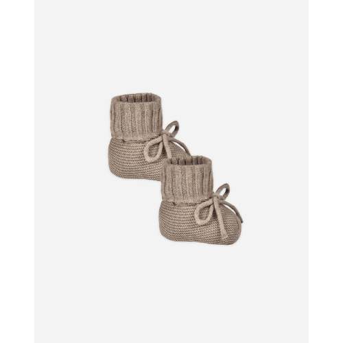 QUINCY MAE - Knit Booties Heathered Mocha (0-3)