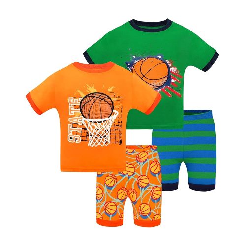 DAUGHTER QUEEN Boys Pajamas 4 Pieces Short Set 100% Cotton Sleepwear Size 18 Months-12 Years