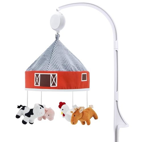 Lovvie & Joy Baby Crib Mobile,Mobile for Crib with 35 Lullabies and Stuffed Animals Hanging Toys for Newborns Boys and Girls,Farm Nursery Decor