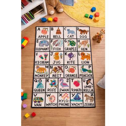 Handmade Embroidered Alphabet Rug - Kids Room Decor (2'x3')