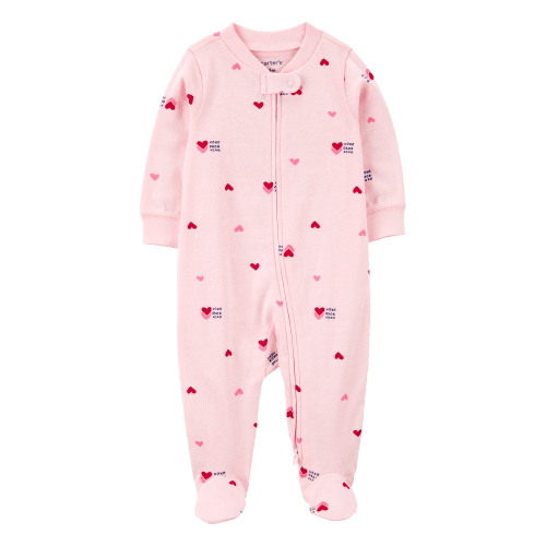 Baby Valentine's Day Heart 2-Way Zip Cotton Sleep & Play Pajamas - Pink - Carter's | Carter's