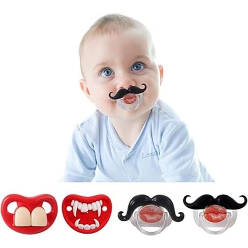 YAPROMO Funny Pacifiers for Babies,Cute Mustache Pacifier 0-6-18 Months,Infants Pacifiers for Toddlers, Funny Lips Pacifier for Boys and Girls,Baby Gift